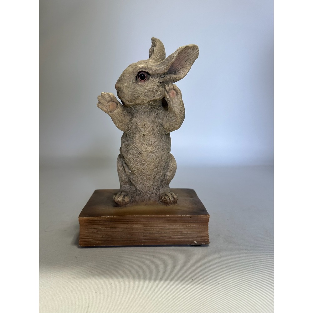 Chrisdon Curious Scratching Bunny Rabbit Resin Figurine Bookend Home Decor